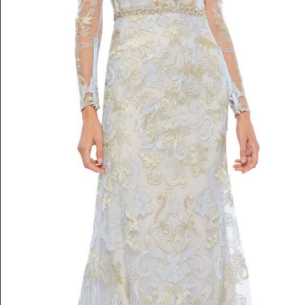 Mac Duggal Sequin Net Long-Sleeve A-Line Gown - image 4